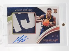 MYLES TURNER 2015-16 IMMACULATE RPA ROOKIE PATCH AUTO GOLD /10 PACERS Q7188