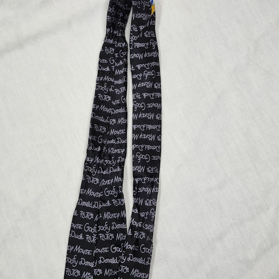 Corbata de seda Disney Mickey Unlimited Mickey Goofy Donald Pluto negra novedad Foto 4 de 4