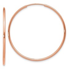 34.15mm 14k Rose Gold 1.2mm Polished Endless Hoop Earrings XY1239