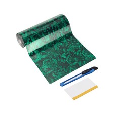 1Set 12" x 4.9ft PET Carbon Fiber Vinyl Wrap with Scraper, Green