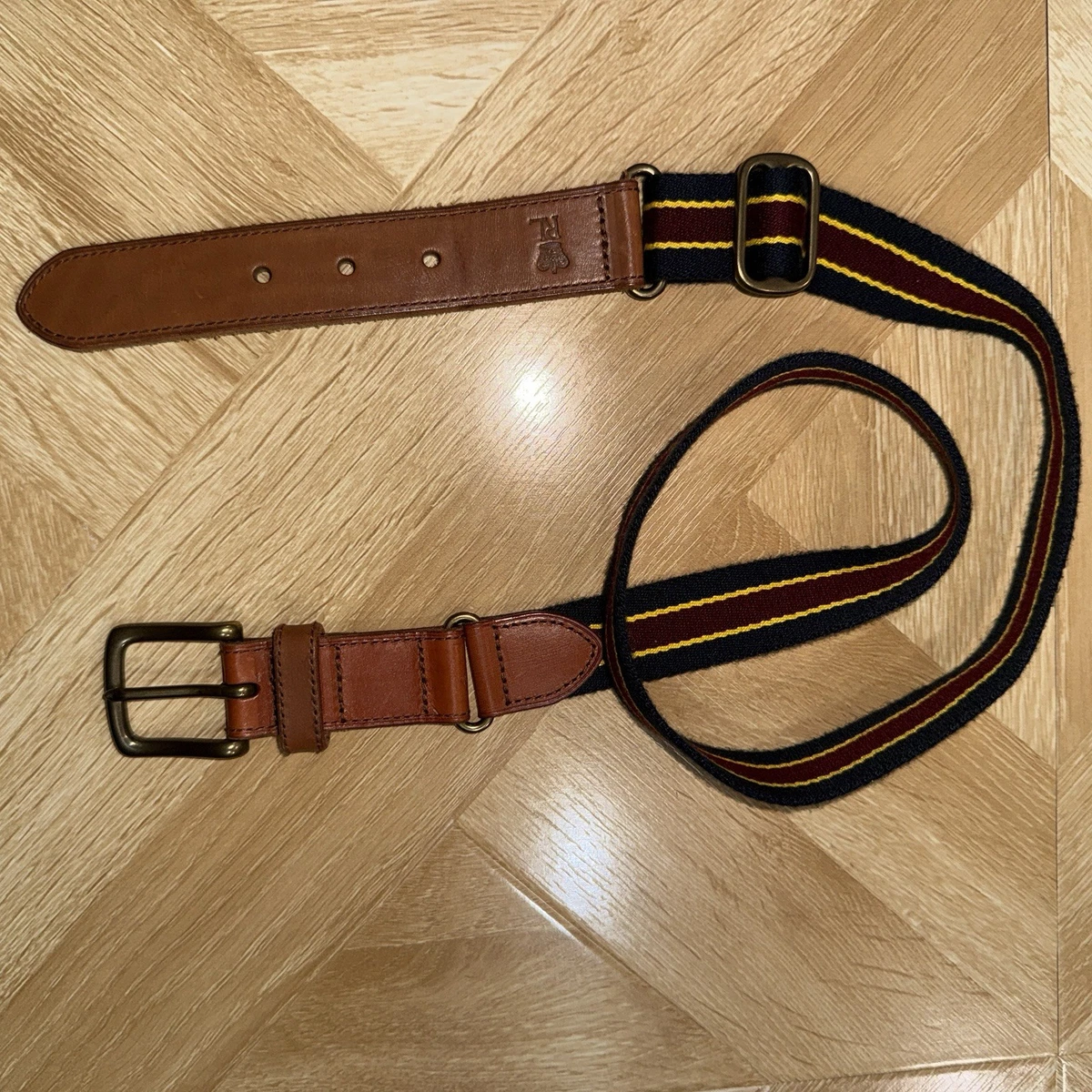 POLO RALPH LAUREN Vintage Classic Striped Belt Navy Blue Red Brown S Polo Ralph Lauren Multicolor Belts for Men for sale - eBay main image 3