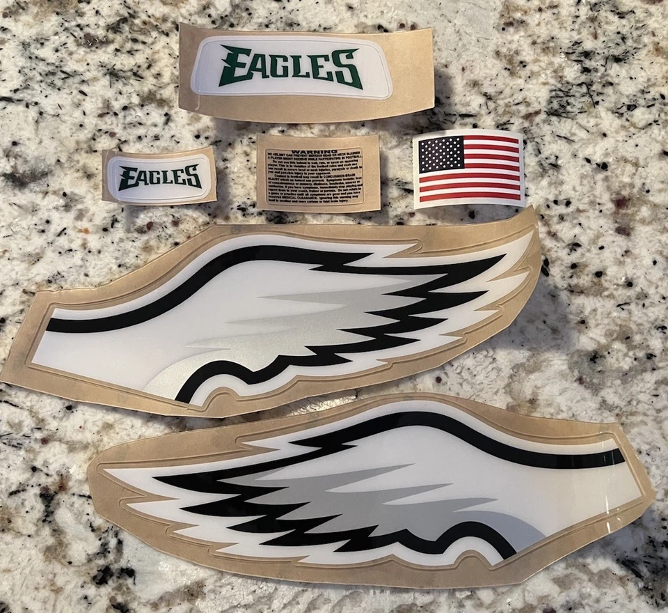 USA Eagles Full Size Football Helmet Decals High Quality 20 Mil Schutt Set !
