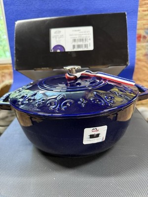 Staub Enameled Cast Iron French Oven Sapphire Fleur De Rois 3.75qt 24cm NEW box