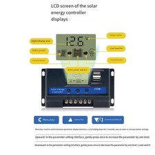 12V 24V Solar Charge Controller LCD Display with Multiple Battery Compatibility