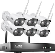 ZOSI 8CH 3MP 6 Camera WiFi Security Camera System No HDD Two-Way Audio AI Detect