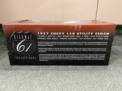 HIGHWAY 61 1/18 SILVER 1957 CHEVY 150 UTILITY SEDAN DIECAST CAR