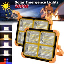 200W LED Solar Working Light Portable Emergency Lamp Power Bank Magnetic w/Stand