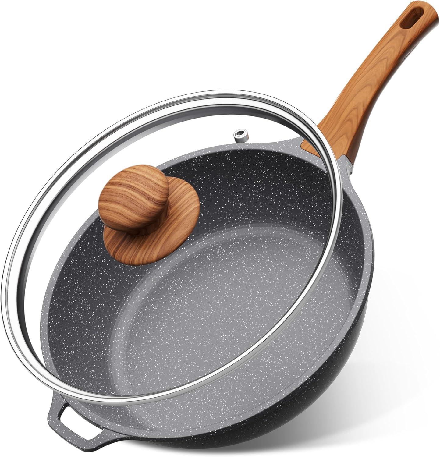 Padella Alta Antiaderente 30 cm in Granito con Coperchio per Induzione