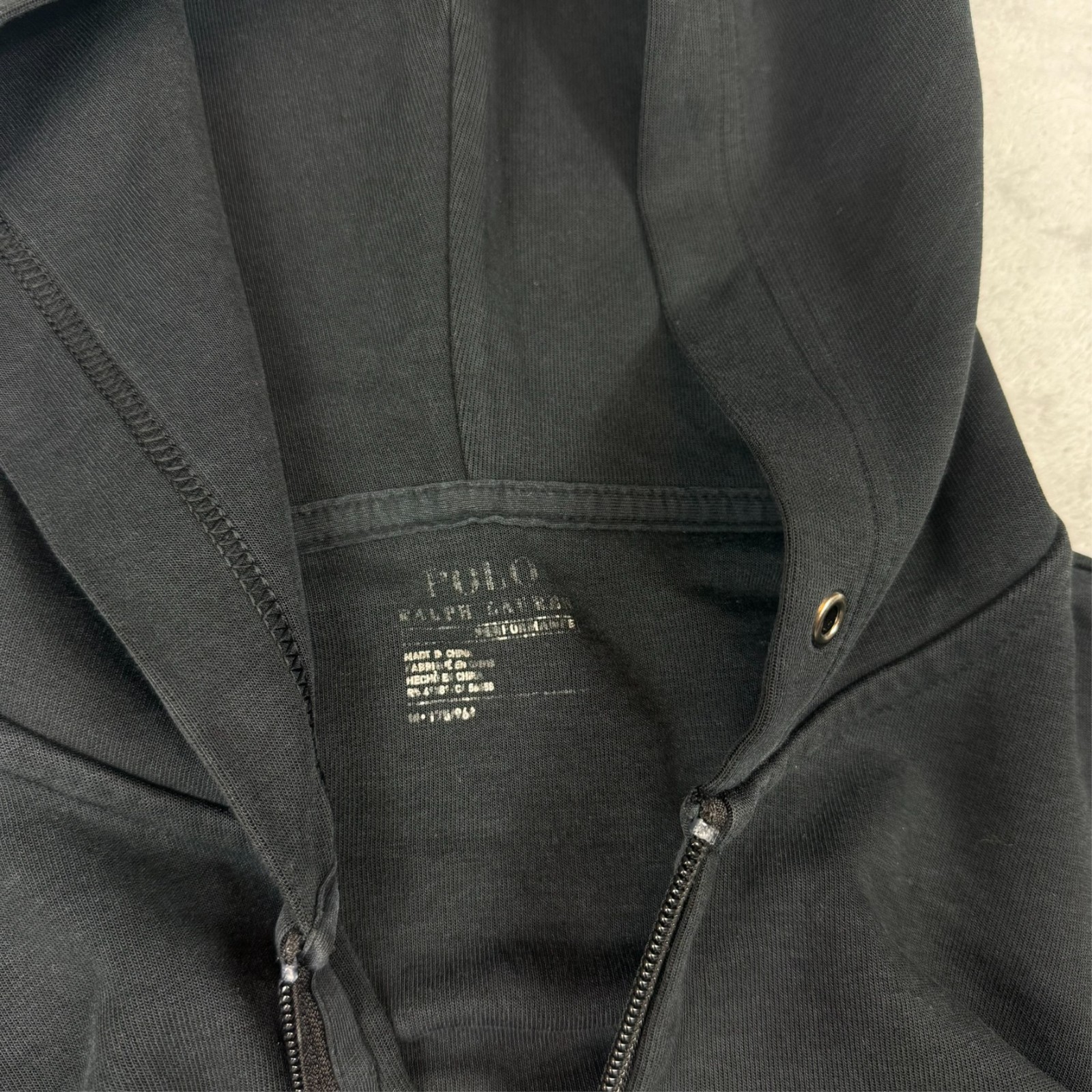 Vintage Polo Ralph Lauren Performance Black White Pony Medium Full Zip Hoodie image 5
