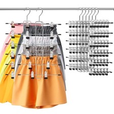 6 Pack Pants Skirt Hangers Space Saving Hanging Closet Organizer and Storage
