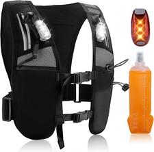 Running Vest with LED Lights & 500ml Water Bottle - Adjustable Hydration Vest