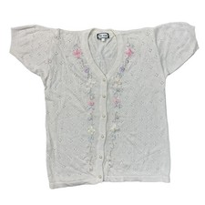 Fay Louise Cardigan Abstract Retro Short Sleeve Beige Womens Large