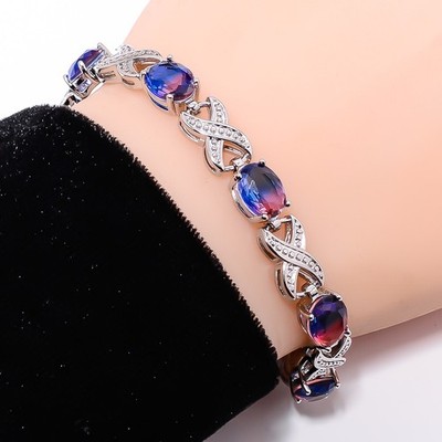 Bi-Colour Tourmaline 925 Sterling Silver Adjustable Bracelet 7-8'' B142048