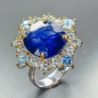 Vintage ring 9 ct Blue Sapphire Ring 925 Sterling Silver Size 7.5 /R472933