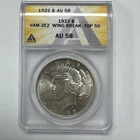 1922 Peace Silver Dollar VAM-2E2 Wing Break ANACS AU 58
