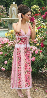 Fillyboo ~ August Raspberry Dream Floral Corset Maxi Slip Dress Large L 10 12 14