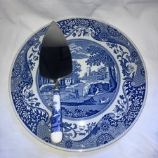 Spode Blue italienische Kuchenplatte gewölbt 29 cm breit 