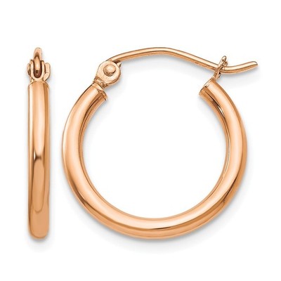 10K Rotgold 2,5 mm Dicke extra kleine klassische Creolen 0,7 Zoll