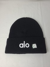 ALO Black Solid Beanie Hat Men One Size Winter Fall
