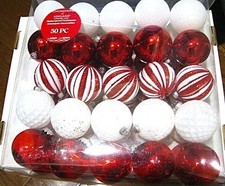 Ashland 50 Pc. Red, White  Striped Christmas Ornaments NIB