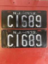 1932 NJ NEW JERSEY LICENSE PLATE SET C1689 CAMDEN COUNTY FORD CHEVY BUICK