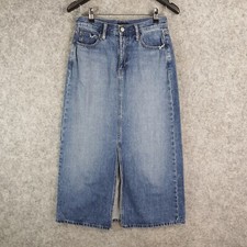 Uniqlo Skirt Womens 24 Blue Maxi Midi Denim Pockets Zip Fly 10084