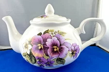 PANSY  FINE BONE CHINA MADE ENGLAND ADDERLEY  TEAPOT 6 CUP 44oz NEW