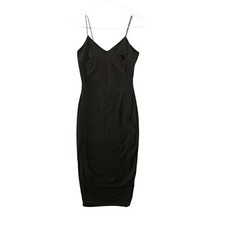 The Vintage Shop Midi Dress Womens S Black Cami Bodycon Slip V-Neck Stretch
