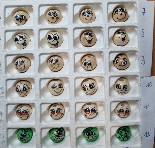 Sorgenwürmchen Köpfe Häkeln 4x 20mm Holzkugeln Gesicht, Kostenloser Versand - Bild 2 von 21