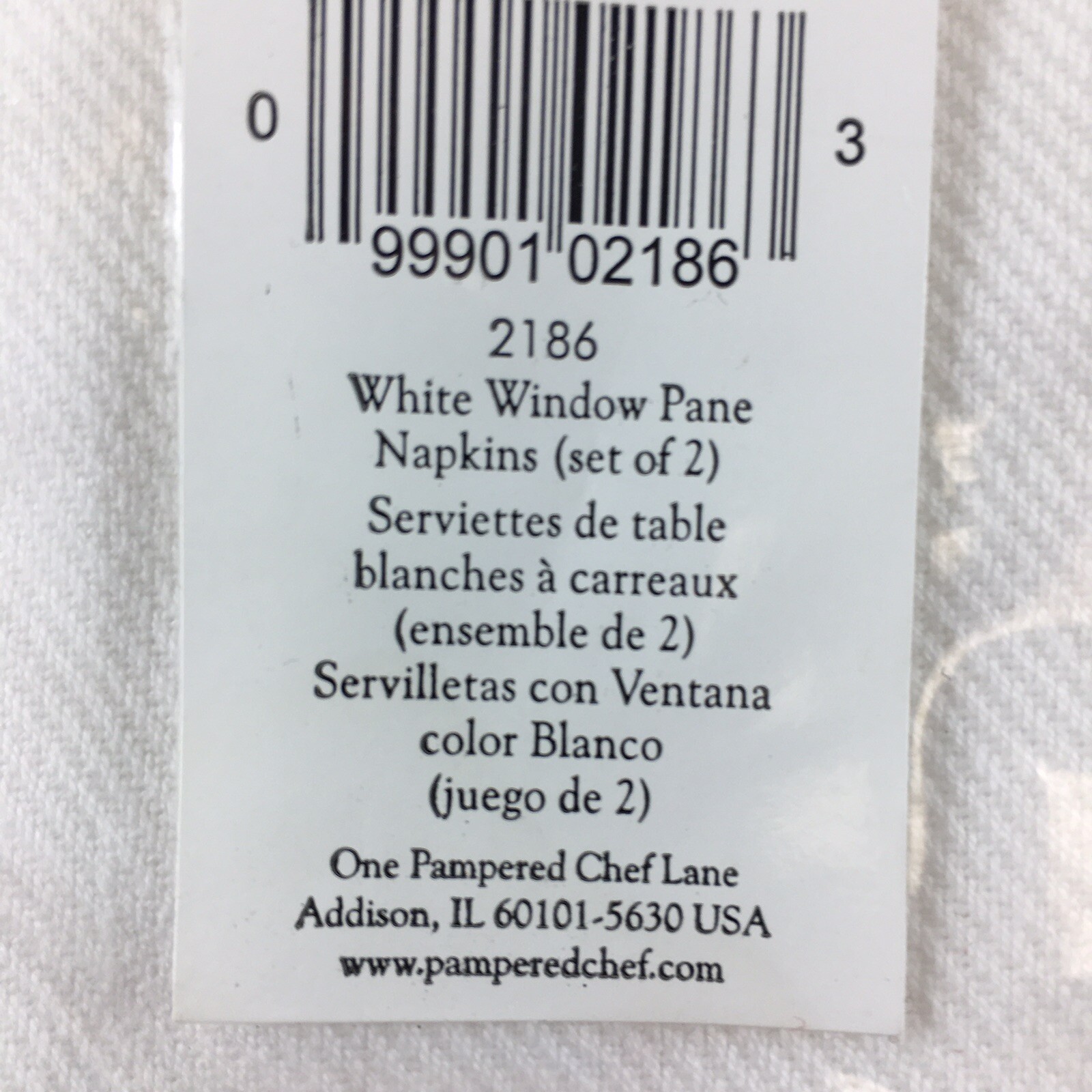 Pampered Chef White Window Pane Napkins (set of 2) & Place Mats (set of 2) New