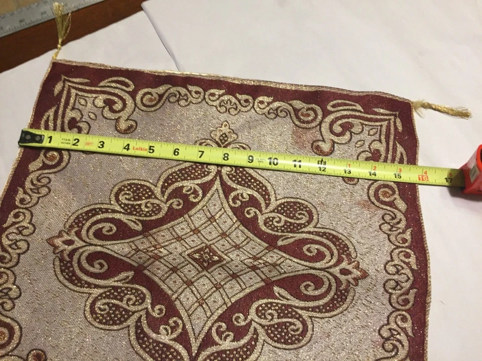 Tampo de mesa/toalha de mesa/folha vintage com extremidade quadrada (16" x 16") - Imagem 4 de 4