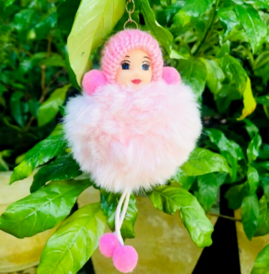 Cute Baby Doll Fluffy Key Tag Key Ring Key Chain Ceylon Gift Free