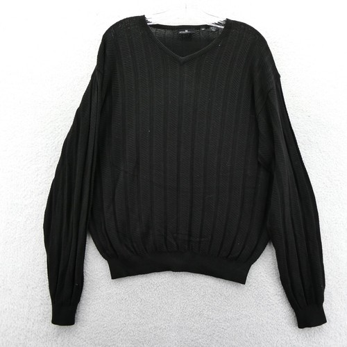 Hickey Freeman, Hickey Freeman Collection Sweater Womens Medium Loose Black Silk Cotton V Neck