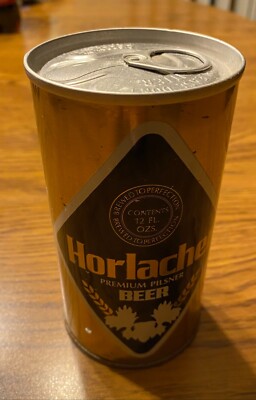 Horlacher Premium Pilsner Beer by Horlacher Brewing Co.  Steel Can Empty