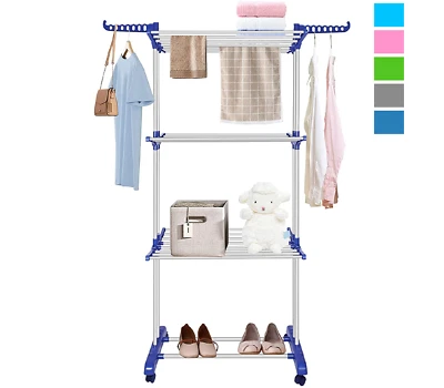 BES Stendibiancheria verticale stendino a torre 3 livelli con ruote pieghevole