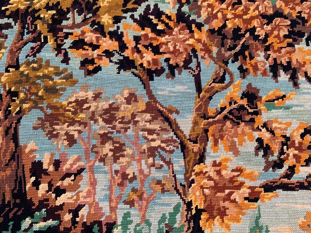 Vintage French Hand Woven Tapestry Medieval Pictorial Cozy Wall