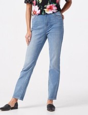 Susan Graver Blue Lagoon Wash Regular High Stretch Denim Curvy Fit Jeans 2 New