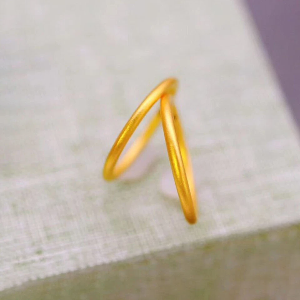 1PCs Pure 999 24K Yellow Gold 3D Satin Finish Circle Band Ring US7 Women Gift - Image 3 of 4