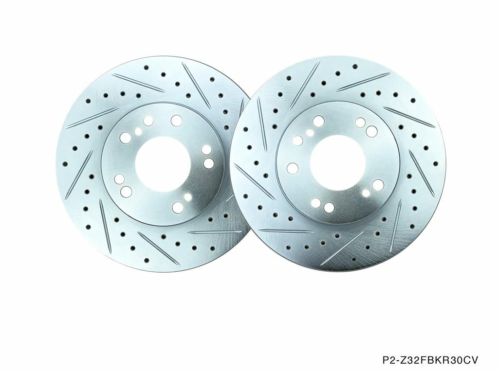 4039です!!!!!! P2M Coated Slotted Drilled 30MM Front Brake Rotors for Nissan Z32
