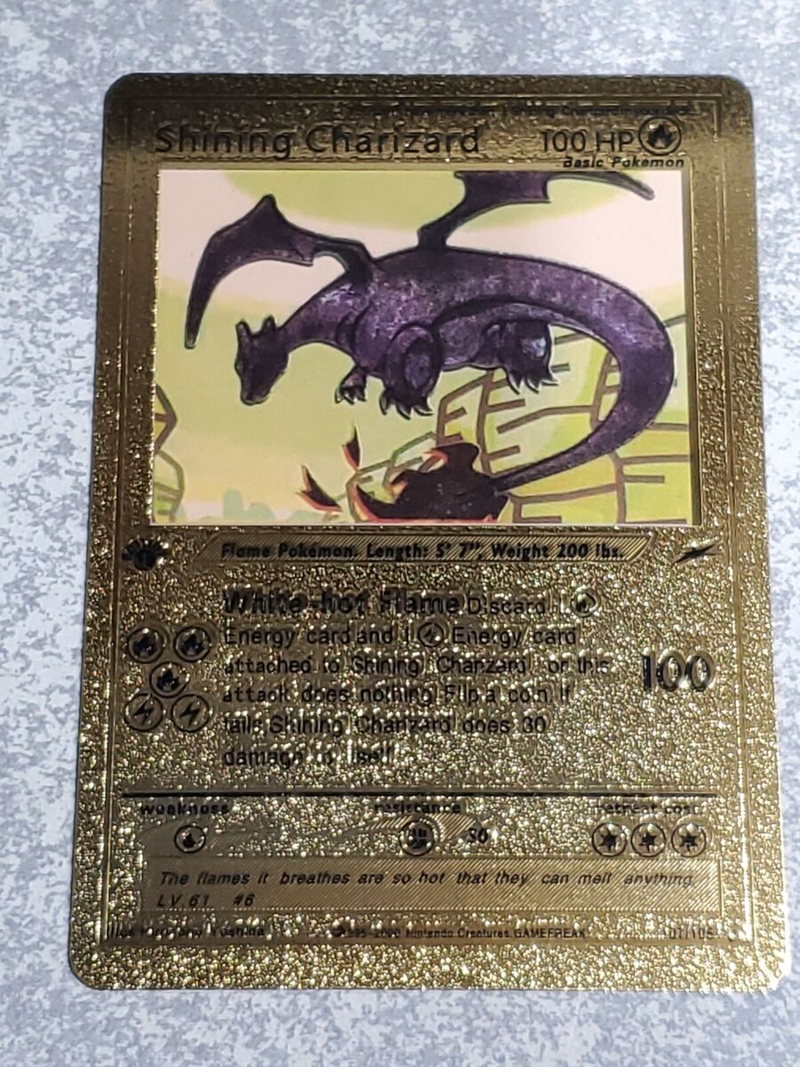 Shining Charizard 1st Edition - Gold Foil Pokemon Card Fan Shining Charizard 1st Edition - Gold Foil Pokemon Card Fan
