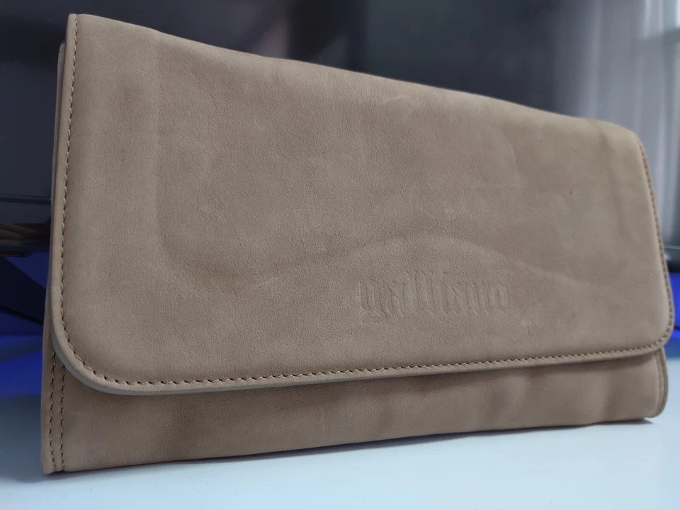 De Colección John Galliano Beige Gris Cuero Nobuck Bolso de Hombro Baguette Bolso sin asas Foto 2 de 4