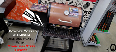 Folding Powder Coated Diamond Plate Shelf Fits Pit Boss Lexington Pellet Grill