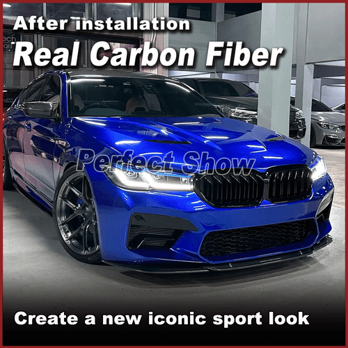 For BMW 5 Series F90 M5 LCI 2021-2022 Real Carbon Fiber Front Bumper Lip Spoiler - Picture 3 of 8