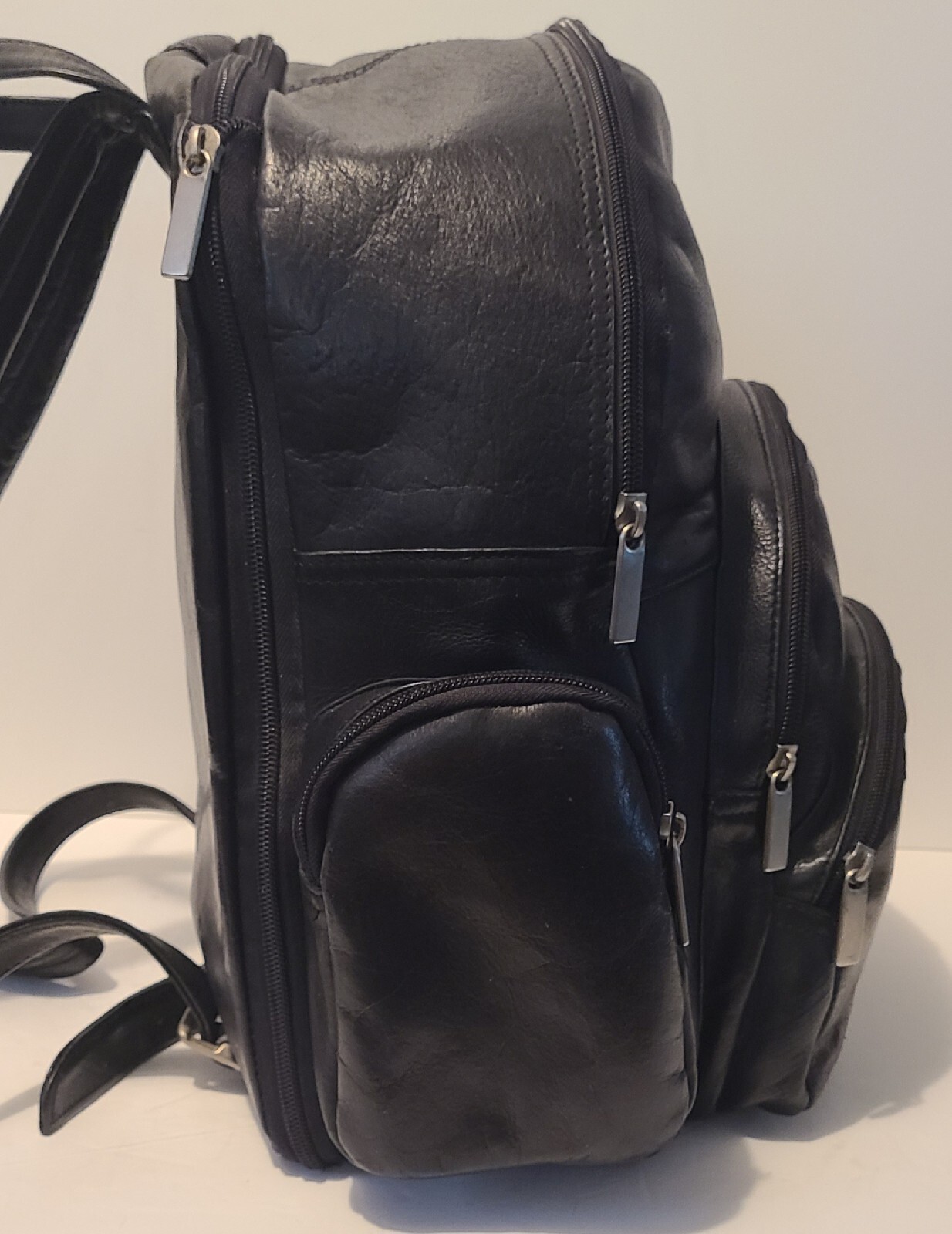Soft Black Leather Expandable Backpack Made in Columb… Gem