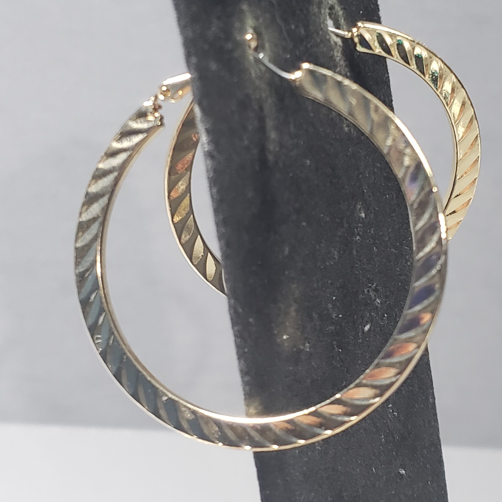Hoop Earrings Gold Tone Dangle Retro Mid Century Modernist Boho Pierced 2