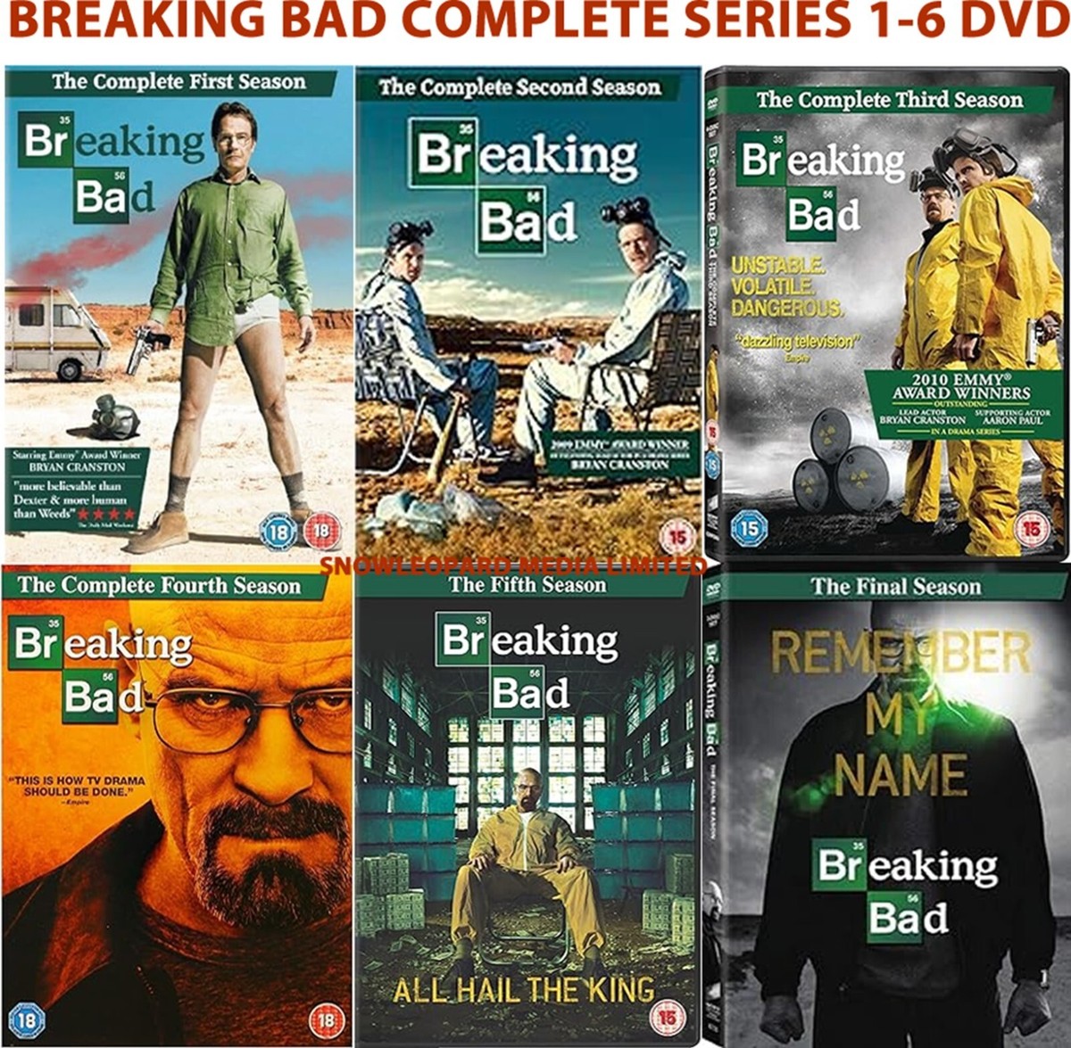 BREAKING BAD COMPLETE SERIES 1-6 DVD COLLECTION SEASON 1 2 3 4 5 6