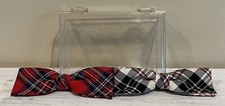 VTG Royal Rust Resistant Red Plaid White Plaid Clip On Bow Ties Set Of 2