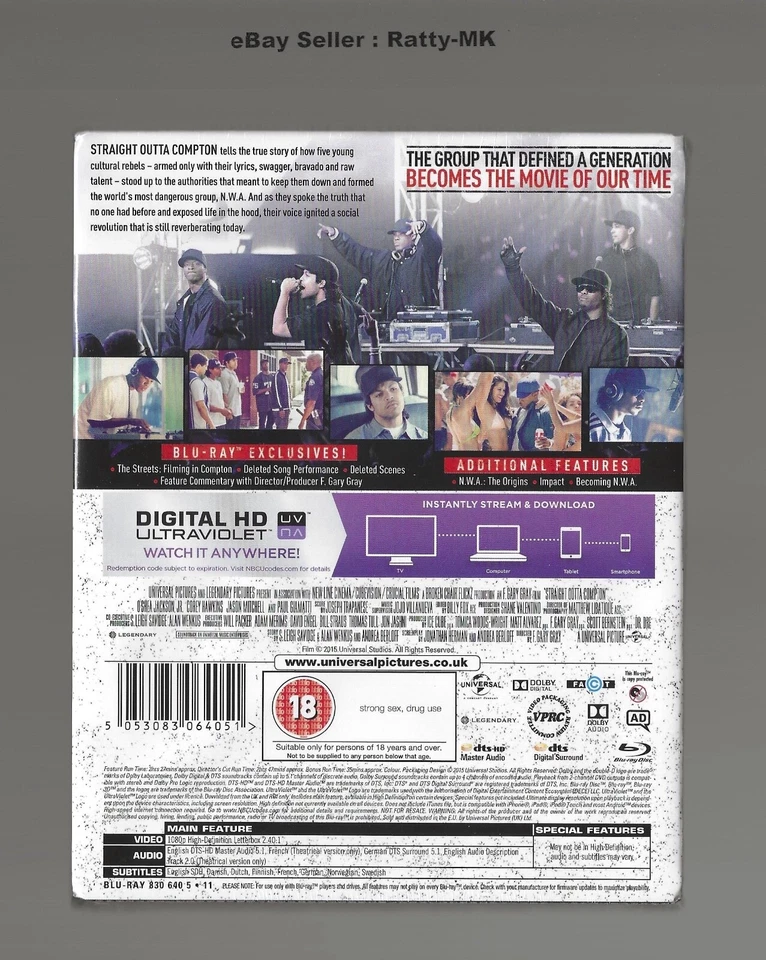 STRAIGHT OUTTA COMPTON - UK EXCLUSIVE BLU RAY STEELBOOK - NEW & SEALED - Image 2 of 4