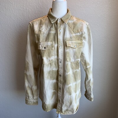 New Zara Men's Tie-Dye Print Denim Overshirt 7446/303 Large