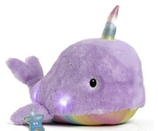 FAO Schwarz NARWHAL Glow Brights Plush - Sound and LED Lights -17" Purple Whale
